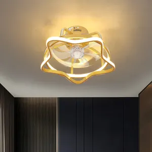 Ventilateurs de plafond encastrés de luxe blanc classique au design moderne silencieux avec lumière led moteur à courant continu télécommande dimmable