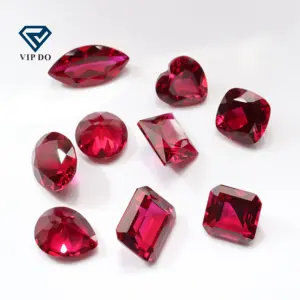 Harga grosir multi-bentuk batu permata korundum sintetis multi-ukuran 8 # merah tua longgar batu korundum delima untuk membuat perhiasan