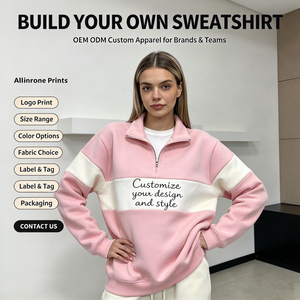 <span class=keywords><strong>Felpa</strong></span> da <span class=keywords><strong>Donna</strong></span> Bicolore con Zip a Quarto, Ricamata, in <span class=keywords><strong>Cotone</strong></span> Felpato, Personalizzabile - Product Image 2