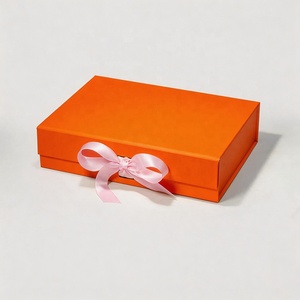 Boîtes cadeaux en papier rigide pliables avec logo personnalisé, fermeture magnétique orange, pour l'emballage des ongles press-<span class=keywords><strong>on</strong></span> - Product Image 2