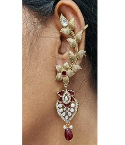 Best Selling Luxury Gold Plated Floral <b>Ear</b> <b>Cuff</b> <b>Earrings</b> with Sparkling Stones Mother of Pearl Premium Statement Jewelry - Product Image 2