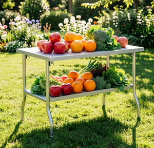Mesa de Trabajo Plegable Moderna con Superficie de Acero Inoxidable Pulido, Superficie Higiénica Fácil de Limpiar, Segura para Preparación Directa de Alimentos - Product Image 4