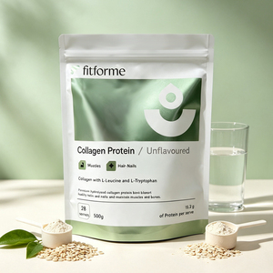 Sachet Doypack Personnalisé Imprimé avec Fermeture Éclair, Emballage Alimentaire en Feuille Métallique pour 500g de Poudre de Collagène Protéiné - Product Image 1