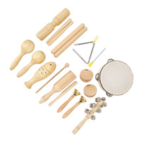 10 PCS Set Musical Percussion Instruments Wooden Stainless Steel Toddler Musical Instruments