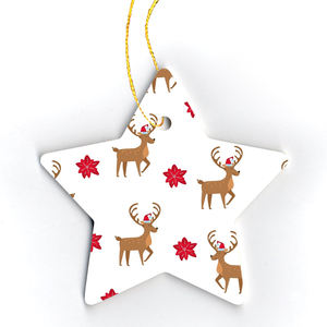 هدايا لبلاب العناصر الساخنة ديكورات رجل الثلج الجديدة عيد الميلاد على شكل نجمة سادة زينة سيراميك للكريسماس - Product Image 3