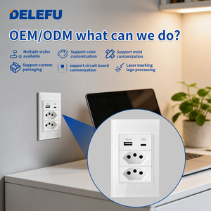 DELEFU Brazil Standard White Glass Panel 20A 10A Smart <strong>Switch</strong> CAT6 Network Socket <strong>USB</strong> Type <strong>C</strong> Wall Outlet Household Charging - Product Image 5