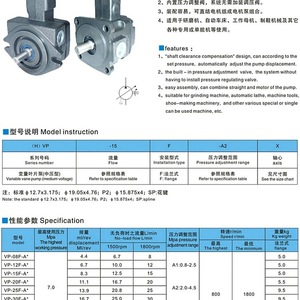 ปั๊มวาล์ว KZY รุ่น VP-30-FA1 VP-40-FA2 VP-20-FA3 แบบไฮดรอลิกปรับอัตราการไหลได้ สำหรับเครื่องจักรอุตสาหกรรม - Product Image 1