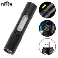 Lampe de poche avec sifflet intégré pour les randonneurs et les campeurs, rechargeable par USB, zoomable, signal d'urgence rouge et bleu, lumière légère