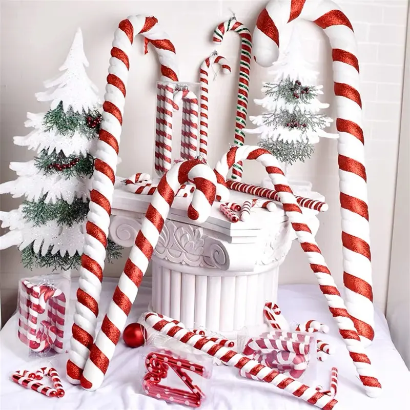 Personalized Plastic Decoration Hanging Ornament Wholesale Pink Luxury Christmas Candy Canes Ornaments
