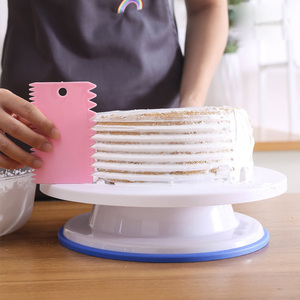 Cake Plastic Turntable Fondant Cake Decorating Plastic White Antislip Strip Turntable Cake Tools Stand For Cake Tools