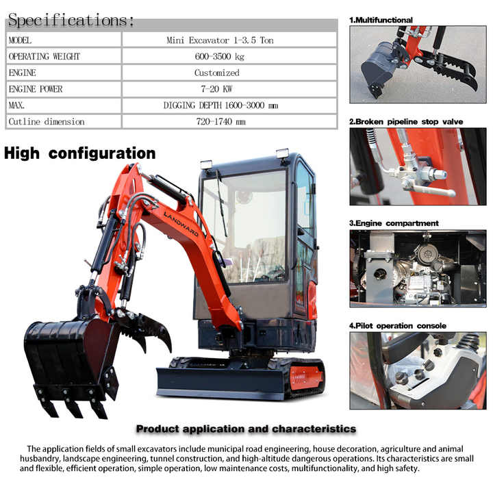 FREE SHIPPING Mini Excavator 3.5 Ton 3 Ton EPA Farm Crawler Digger ...