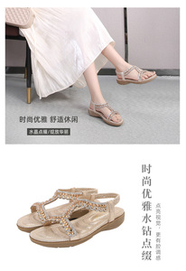 Sandalias planas para mujer, zapatos de gladiador con correa cruzada, informales, sexys, atadas - Product Image 3