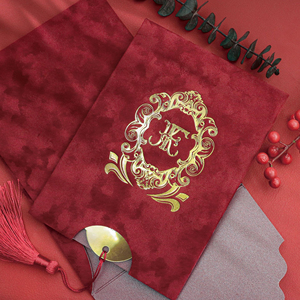 Invitations de mariage de luxe en velours avec logo doré, kits de cartes d'invitation en toile pour mariée, pochettes enveloppantes 5x7, Noël, Ramadan - Product Image 5