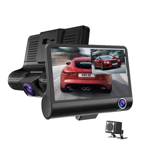 4 بوصة جهاز تسجيل فيديو رقمي للسيارات كاميرا سيارة ثنائية العدسة 1080p lte صندوق أسود للسيارة كاميرا 3 قناة dashcam 3 عدسة اندفاعة كام