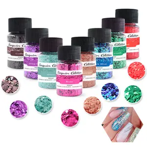 Super Shining 1/24 "Glitter Powder 8 colores/Set 30 ml/botella Glitter Powder para hacer artesanías de resina epoxi/decoración/MAQUILLAJE