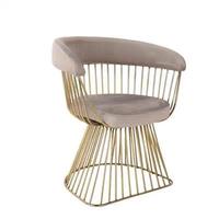 Fauteuil contemporain en velours bleu avec base en fil d'or poli pour chaises de salon