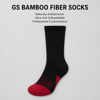Chaussettes mi-mollet respirantes en maille, coton et fibre de bambou, tricotées, avec soutien de la voûte plantaire côtelé en nid d'abeille, coussinées, noires et rouges