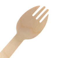 Logo personnalisé et emballage individuel disponibles, vente en gros de fourchettes en bois jetables, fourchettes en bois de bouleau en vrac pour les compagnies aériennes, les hôtels et la restauration