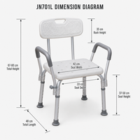 Chaise de bain avec dossier et accoudoirs, cadre en alliage d'aluminium, antidérapante, 6 pièces, vente en gros, pour personnes âgées et handicapées