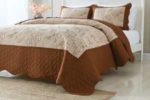 Vente en gros de couvre-lits brodés en polyester microfibre 3 pièces bon marché et de <span class=keywords><strong>bonne</strong></span> <span class=keywords><strong>qualité</strong></span> - Product Image 2