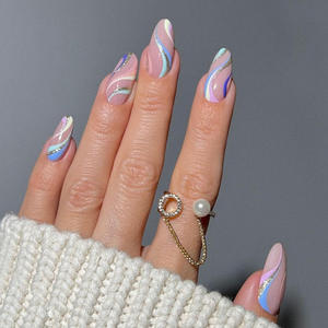 Rosalind Offre Spéciale faux ongles populaires réutilisables adhésifs femmes presse sur les ongles 24 pièces Abs moyen bâton sur les ongles pour les femmes - Product Image 3