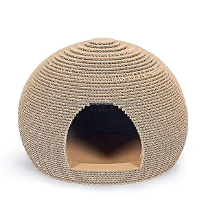 Zhizao Corrugated Cardboard Scratcher Cat Paper Circular Cat House Foldable Scratcher Cat With Hole Indoor