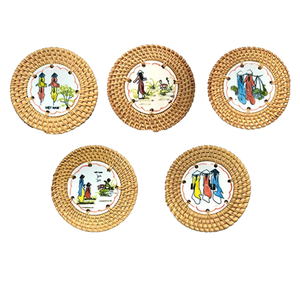 Handmade Rattan Tableware Set Stylish Water Hyacinth Bamboo <b>Wicker</b> Placemat Coaster <b>Basket</b> Famous Wedding for Home Use Vietnam - Product Image 4