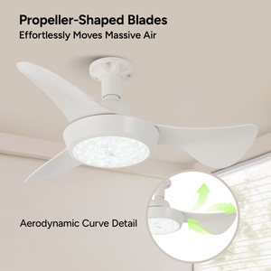 Ventilateur de plafond décoratif de 25 pouces à profil bas avec lumière LED, 3 pales en bois, télécommande, vente en gros d'usine - Product Image 3