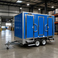 Promotion : Remorque sanitaire mobile économique à panneaux sandwich, 4 stations, pour usage de construction, toilettes et sanitaires mobiles, remorques de voyage