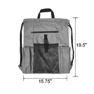 Mochila de malla plegable portátil impermeable de poliéster con cierre de cordón y bolsillos laterales para almacenamiento deportivo - Product Image 2