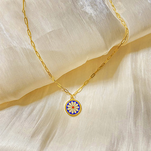 Daisy Petal Pendant <b>Necklace</b> Gold Plated <b>Titanium</b> Steel Colorfast Everyday Wear Unisex - Product Image 2
