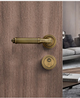 Poignée de porte moderne à verrouillage, en laiton, pour portes intérieures en bois d'appartement, chambre, hôtel, bureau, avec commande tactile, ambidextre