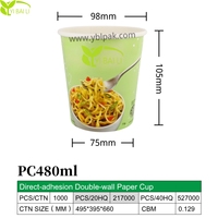Gobelet à nouilles en papier à double paroi écologique, récipient alimentaire jetable pour plats instantanés, bol pour soupe, emballage biodégradable, logo personnalisé OEM