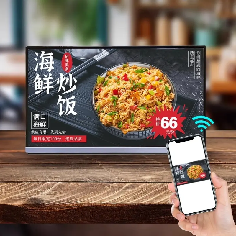 Pemutar iklan meja LCD menu layar iklan tampilan ritel untuk penanda digital mal belanja restoran