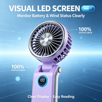 235 °   Ventilateur portable et de bureau pliable, 5 vitesses, écran LED, idéal pour l'extérieur, les voyages, les concerts, les croisières, les événements sportifs et les cadeaux