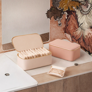 Caja de Almacenamiento de Joyas de Cuero PU con Cierre y Bolsillos, Estuche Organizador de Joyas Portátil para Viajes, para Collares, Pulseras y Anillos - Product Image 3