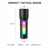 Lampe torche laser blanche 10W 900LM tricolore rechargeable 3600mAh en aluminium IP65 étanche pour camping et éclairage d'urgence
