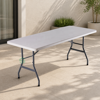Table pliante blanche moderne tendance pour restaurant et banquet de mariage, table de pique-nique portable en plastique HDPE pliable