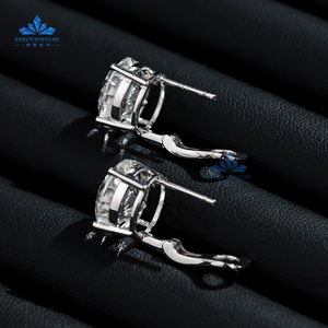 Pendiente trasero inglés Diamante grande 5CT 11mm LAB Creado Diamante D VS1 Pendiente de mujer de cuatro puntas <span class=keywords><strong>Oro</strong></span> de 18 quilates AU750 con IGI - Product Image 4