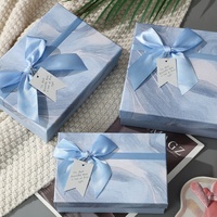 Nouvelles boîtes rigides de luxe bleu aquarelle pour emballages cadeaux de bijoux pour femmes, en carton recyclable