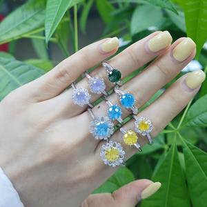 خاتم من الفضة الإسترلينية عيار 925 مع زركونيا على شكل الألعاب النارية، متوفر بالجملة وقابل للتخصيص بأحجار كريمة ملونة للنساء للحفلات والارتداء اليومي - Product Image 2