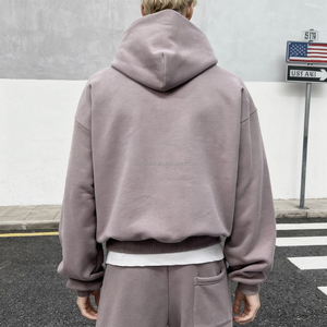 เสื้อฮู้ดสวมหัวแบบสวมหัวไหล่มีฮู้ดสำหรับผู้ชายเสื้อครอปขนแกะเทคโนโลยี500gsm ออกแบบได้ตามต้องการ - Product Image 3