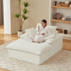 Sofá Seccional Moderno Ecológico de Cartón con Rollo de Almacenamiento al Vacío, Sofá de Terciopelo Acanalado Grueso de Gran Tamaño, sin Marco y Expandible - Product Image 1