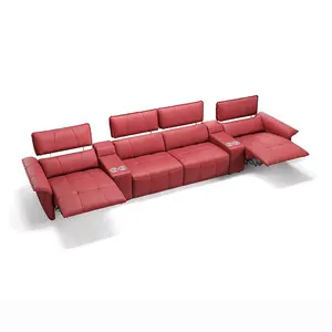 Latest design leather power reclining red color electric recliner home cinema sofa theater furniture