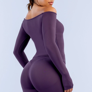Nuevo Lanzamiento: Top de Manga Larga con Hombros Descubiertos para Mujer, Top de Yoga para Fitness, Top de Gimnasio con Orificio para el Pulgar, Ropa Deportiva con Logotipo Personalizado - Product Image 2