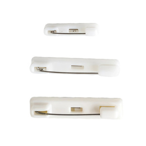White Plastic Safety Brooch Stainless Steel <b>Pin</b> Name Tag DIY Jewelry Accessory Corsage Base Geometric Design Unisex - Product Image 1