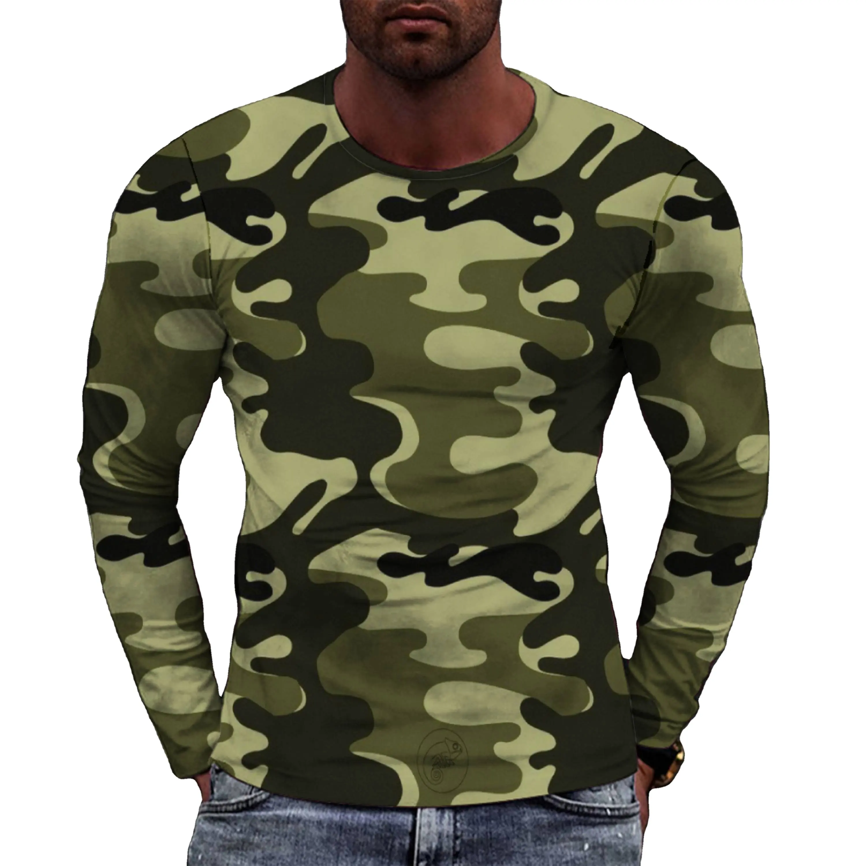 Drop Shipping Custom Sublimation Camouflage T Shirt Camo Long Sleeve T Shirt For Men