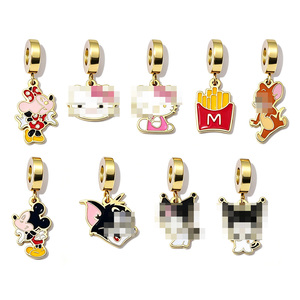 HB902 Abalorios Colgantes de Acero Inoxidable con Diseño de Anime y Dibujos Animados, Colgante Esmaltado de Hello Kitty y Mickey con Orificio Grande, Charm para Pulseras DIY y Joyería - Product Image 1