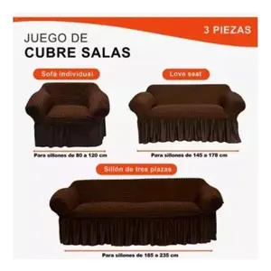Juego de Fundas para Sofá Elleine, 3 Piezas, Elásticas y Ajustables, Color Sólido, Lavables a Máquina, Estilo Clásico - Product Image 3
