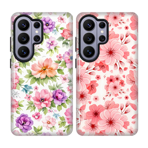 Custodia per telefono 2-in-1 staccabile per sublimazione per Samsung <span class=keywords><strong>Galaxy</strong></span> S26 Ultra, design floreale rosa Cherry Love, stampa a trasferimento termico - Product Image 1